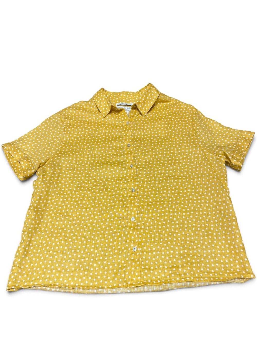 Rachel Zoe Yellow Polka Dot Short-Sleeve Button-Down Shirt